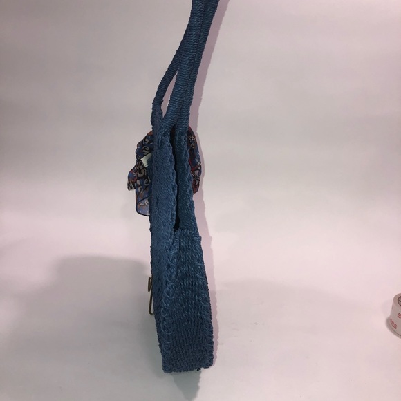 French Connection 15” blue natural fiber bag - WOW - Picture 3 of 11